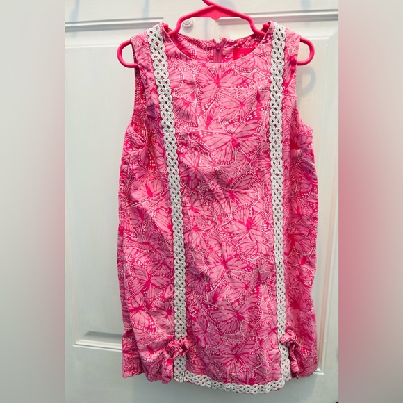 Lilly Pulitzer, Pink Butterflies dress, size 7. Delicate white trim and bows💕 - Picture 1 of 3